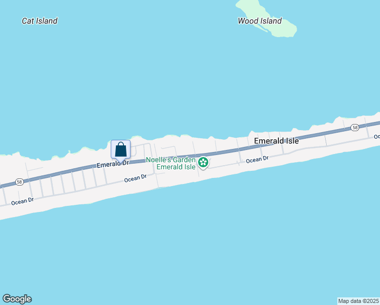 map of restaurants, bars, coffee shops, grocery stores, and more near 2802 Emerald Drive in Emerald Isle