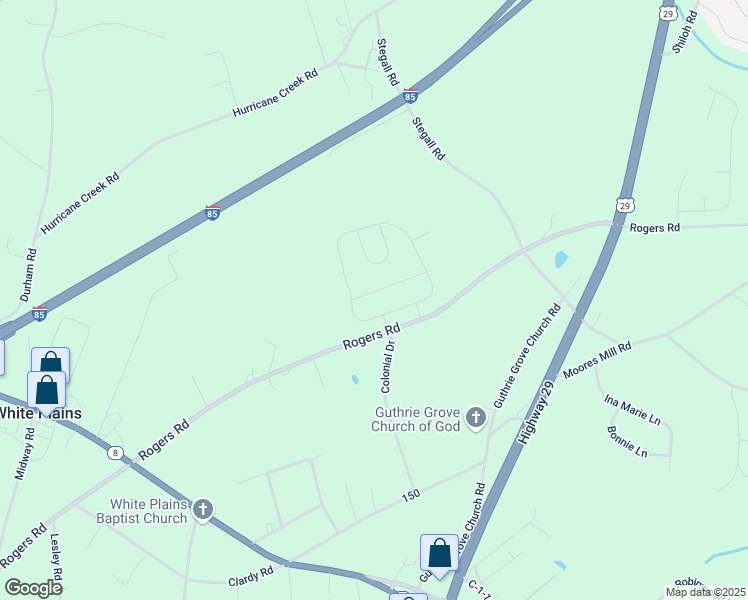 map of restaurants, bars, coffee shops, grocery stores, and more near 105 Walking Stick Way in Pelzer