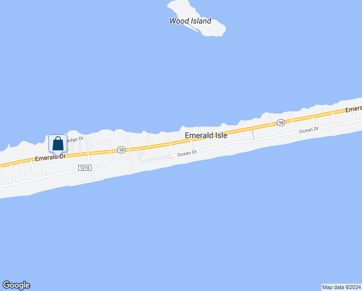 map of restaurants, bars, coffee shops, grocery stores, and more near 2407 Emerald Drive in Emerald Isle