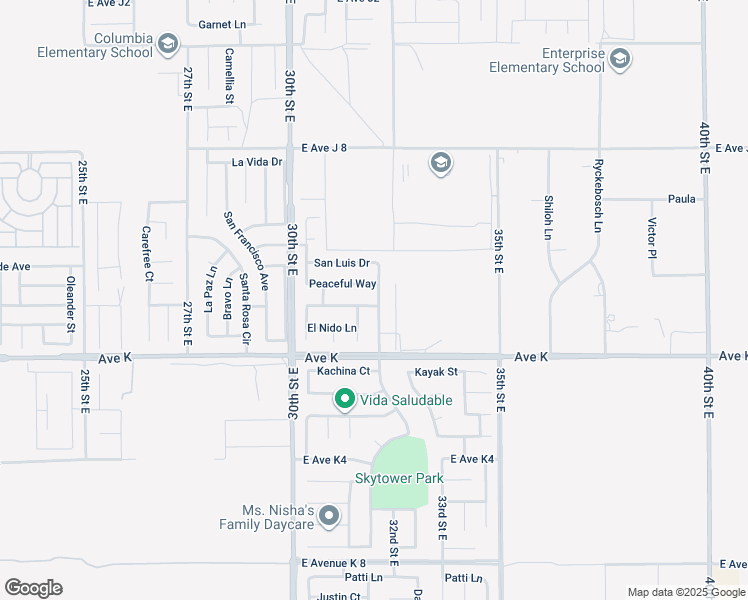 map of restaurants, bars, coffee shops, grocery stores, and more near 3141 East Avenue J14 in Lancaster