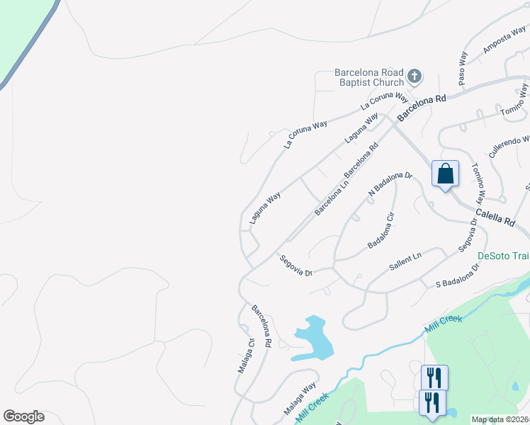 map of restaurants, bars, coffee shops, grocery stores, and more near 11 Laguna Way in Hot Springs