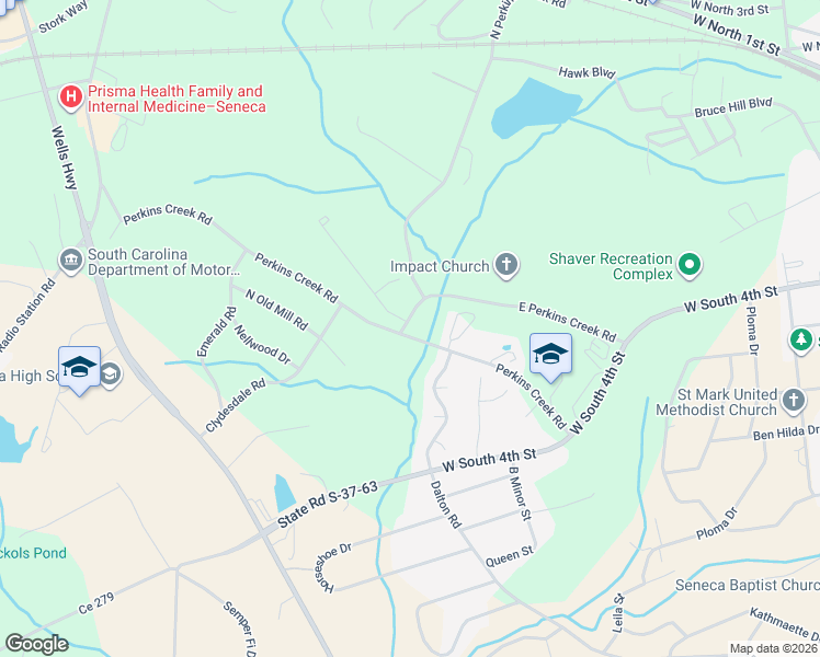 map of restaurants, bars, coffee shops, grocery stores, and more near 699 Perkins Creek Road in Seneca
