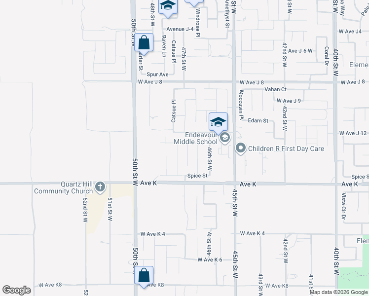 map of restaurants, bars, coffee shops, grocery stores, and more near 43712 Paloma Street in Lancaster