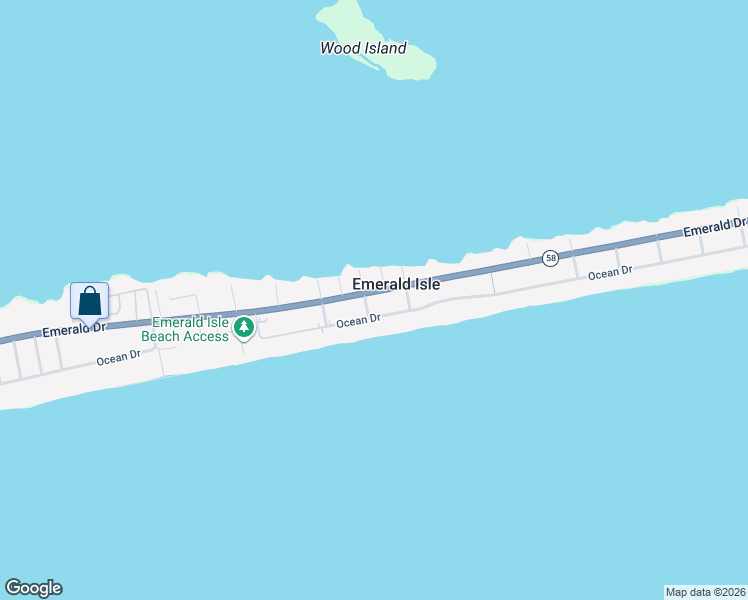 map of restaurants, bars, coffee shops, grocery stores, and more near 2310 Ocean Drive in Emerald Isle