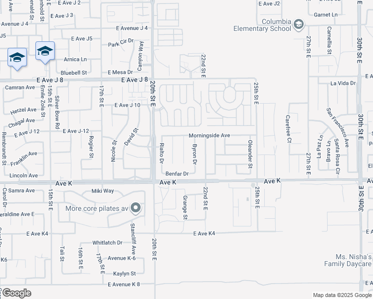 map of restaurants, bars, coffee shops, grocery stores, and more near 43732 Dana Drive in Lancaster