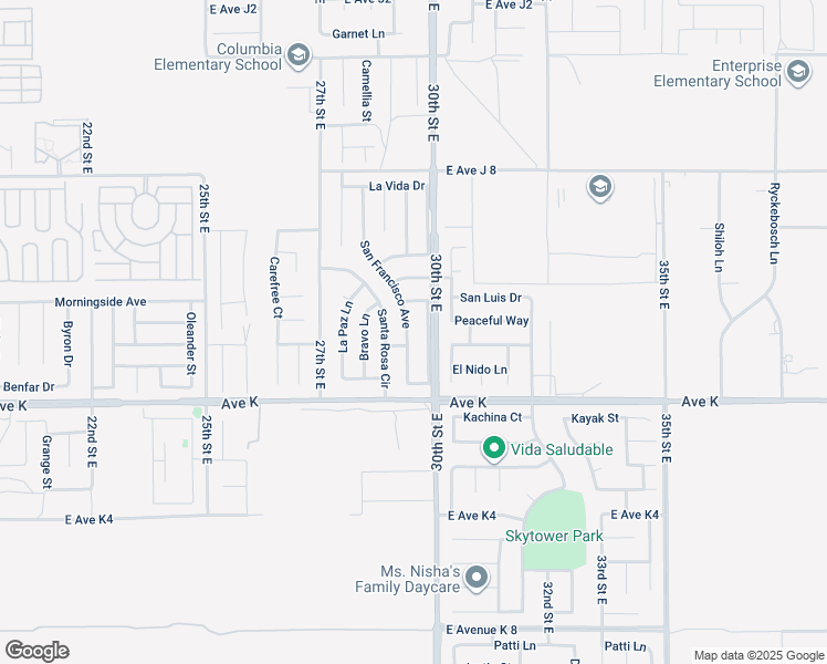 map of restaurants, bars, coffee shops, grocery stores, and more near 43716 San Francisco Avenue in Lancaster