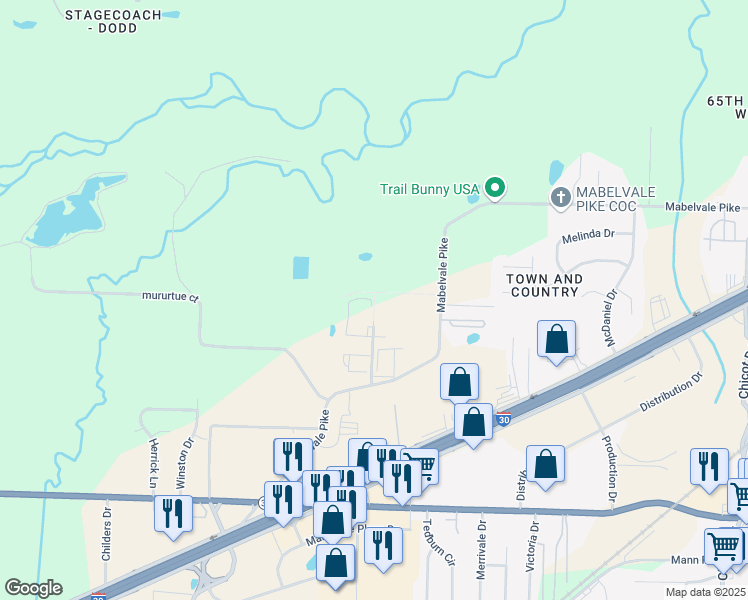 map of restaurants, bars, coffee shops, grocery stores, and more near 10 Mabelvale Drive in Little Rock
