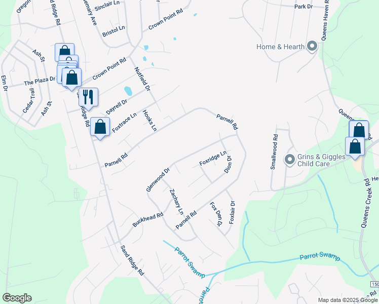 map of restaurants, bars, coffee shops, grocery stores, and more near 151 Glenwood Drive in Hubert