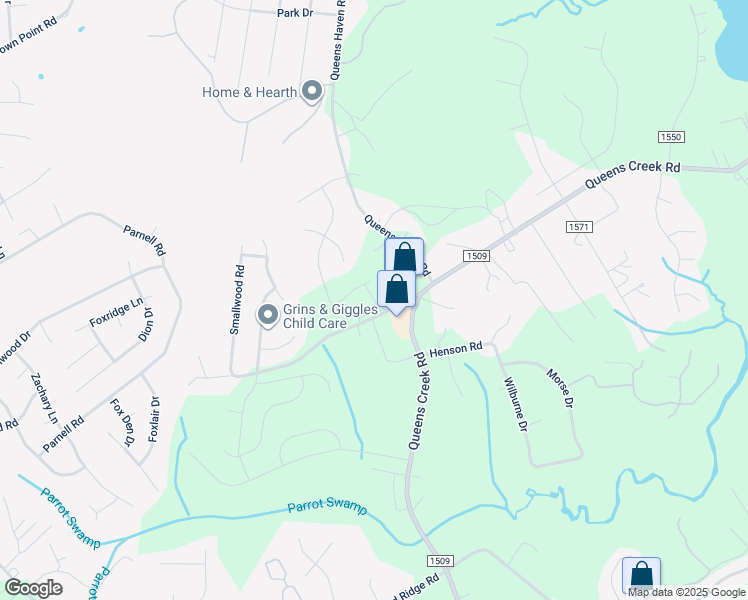 map of restaurants, bars, coffee shops, grocery stores, and more near Jacks Crossing Drive in Onslow County