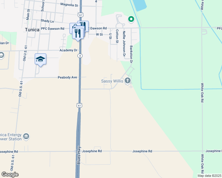 map of restaurants, bars, coffee shops, grocery stores, and more near 1219 Henderson Meadows Drive in Tunica