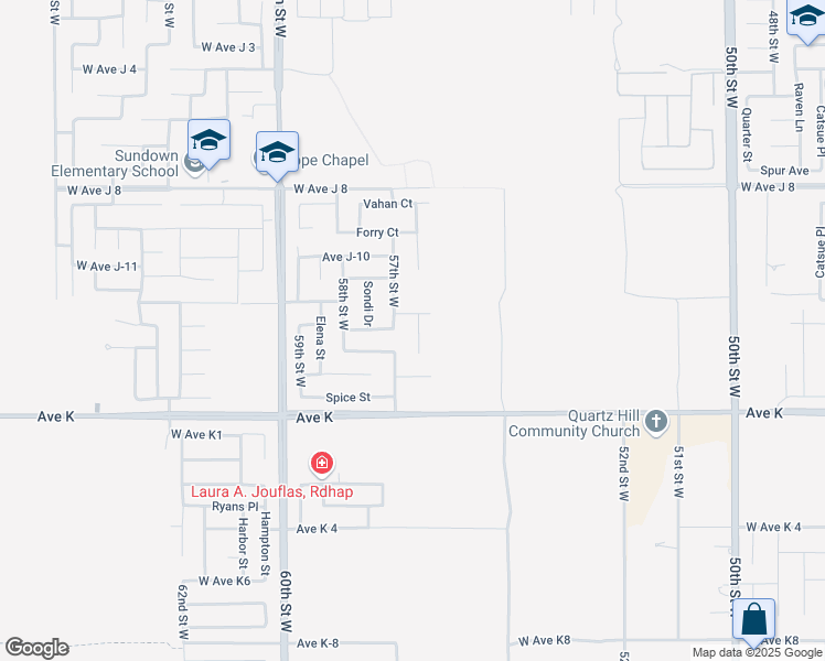 map of restaurants, bars, coffee shops, grocery stores, and more near 43733 Verella Court in Lancaster