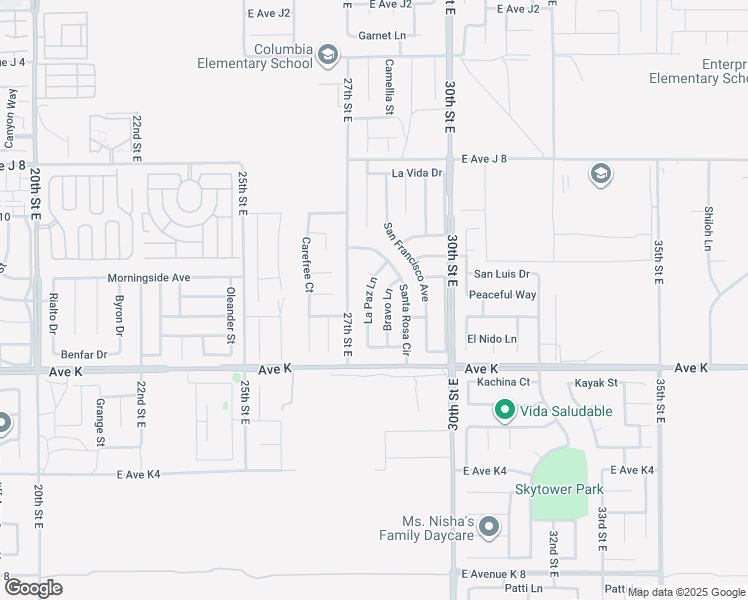 map of restaurants, bars, coffee shops, grocery stores, and more near 43716 La Paz Lane in Lancaster