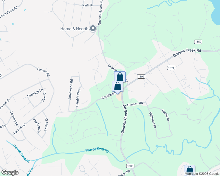 map of restaurants, bars, coffee shops, grocery stores, and more near Jacks Crossing Drive in Onslow County