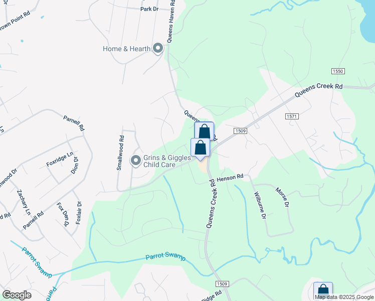 map of restaurants, bars, coffee shops, grocery stores, and more near Jacks Crossing Drive in Onslow County