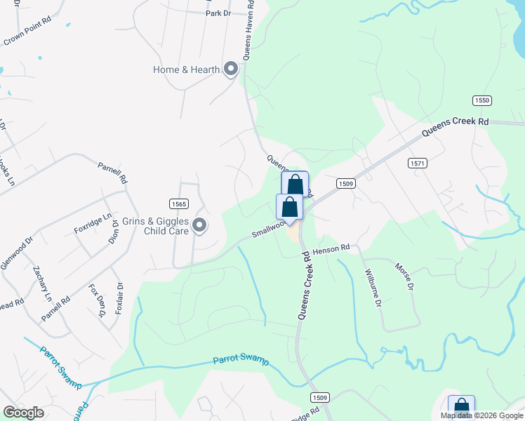 map of restaurants, bars, coffee shops, grocery stores, and more near 104-136 Smallwood Road in Hubert
