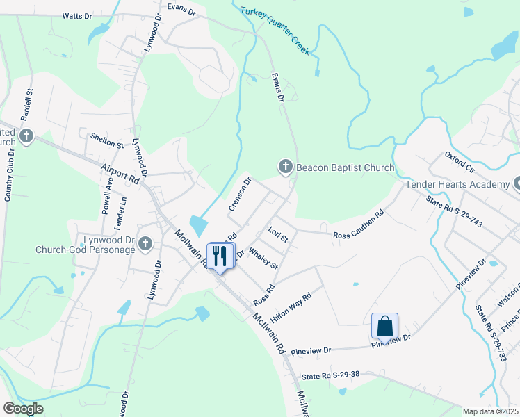 map of restaurants, bars, coffee shops, grocery stores, and more near 2059 Athena Road in Lancaster