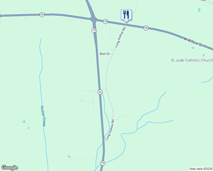 map of restaurants, bars, coffee shops, grocery stores, and more near 65 Bates Drive in Scottsboro