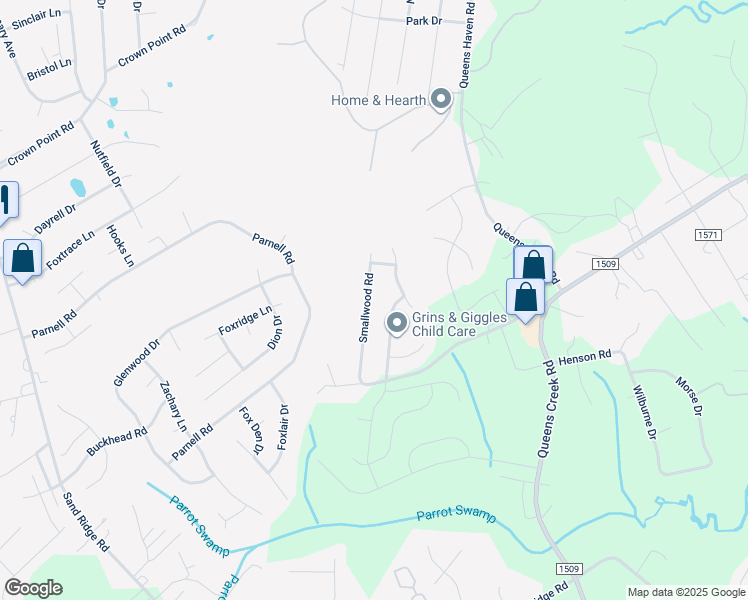 map of restaurants, bars, coffee shops, grocery stores, and more near 252 Smallwood Road in Hubert
