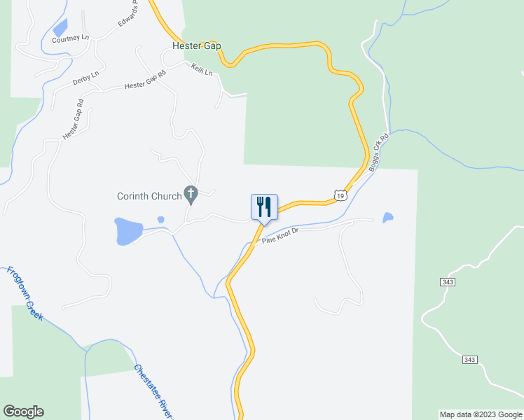 map of restaurants, bars, coffee shops, grocery stores, and more near 18 Corinth Church Road in Cleveland