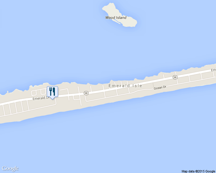 map of restaurants, bars, coffee shops, grocery stores, and more near 2408 Emerald Drive in Emerald Isle