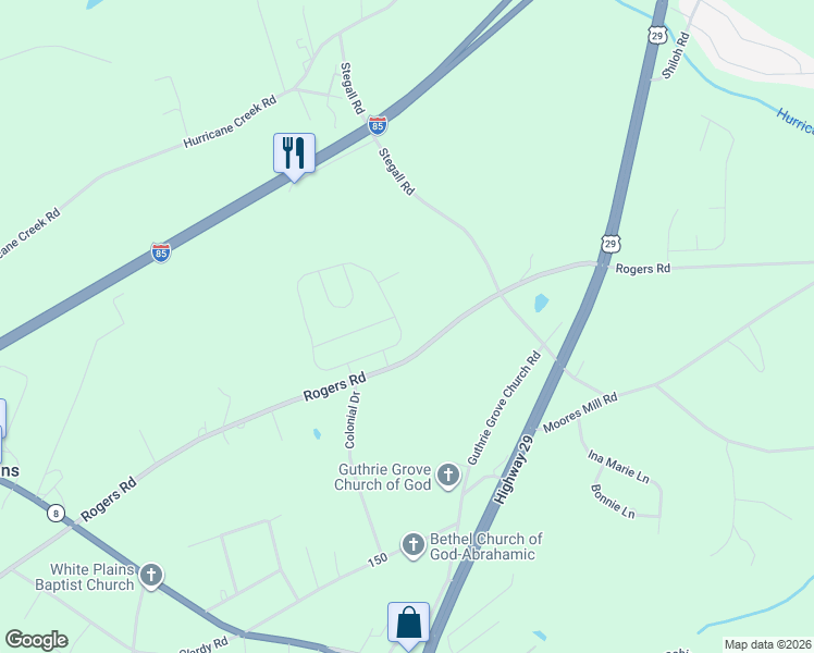 map of restaurants, bars, coffee shops, grocery stores, and more near 278 Stegall Road in Piedmont