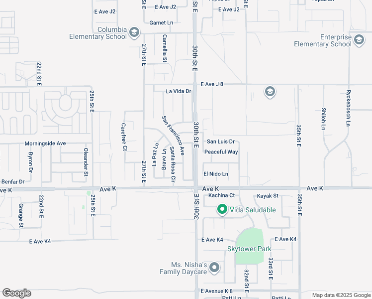 map of restaurants, bars, coffee shops, grocery stores, and more near 43730 San Francisco Avenue in Lancaster