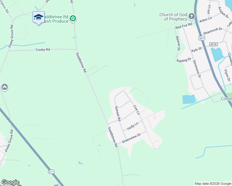 map of restaurants, bars, coffee shops, grocery stores, and more near 373 Sunset Road in Lumberton