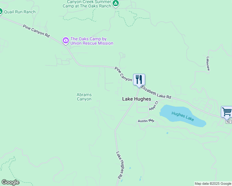 map of restaurants, bars, coffee shops, grocery stores, and more near 18262 Pine Canyon Road in Lake Hughes