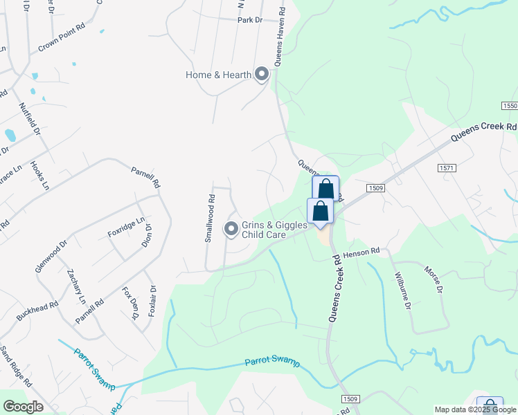 map of restaurants, bars, coffee shops, grocery stores, and more near 311 Top Knot Road in Hubert