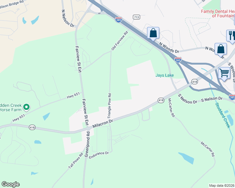 map of restaurants, bars, coffee shops, grocery stores, and more near 109 Triangle Pine Road in Fountain Inn