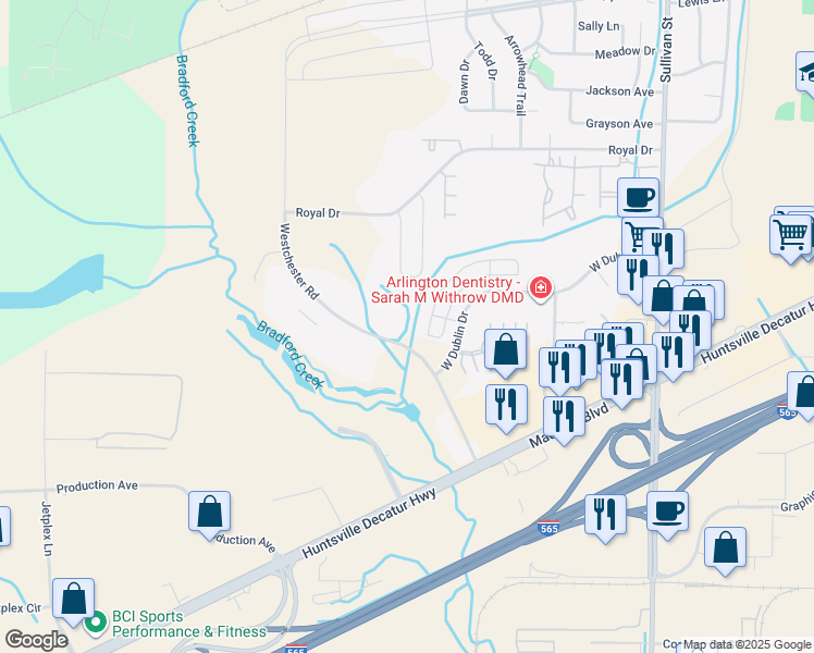 map of restaurants, bars, coffee shops, grocery stores, and more near 104 Westchester Road in Madison