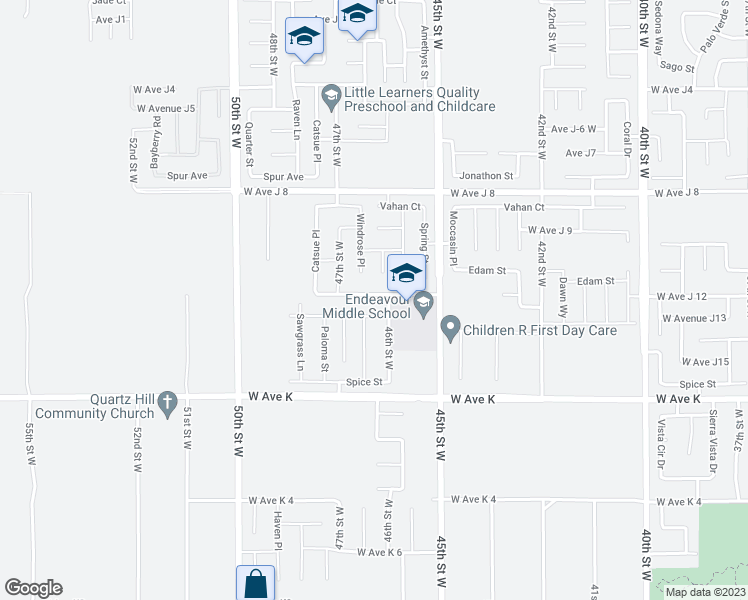 map of restaurants, bars, coffee shops, grocery stores, and more near 4620 West Avenue J 12 in Lancaster