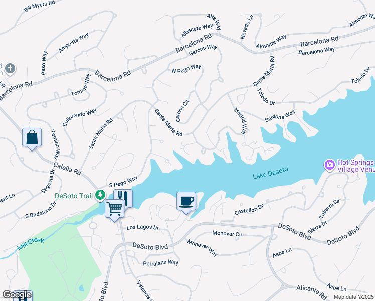 map of restaurants, bars, coffee shops, grocery stores, and more near 8 Inca Lane in Hot Springs