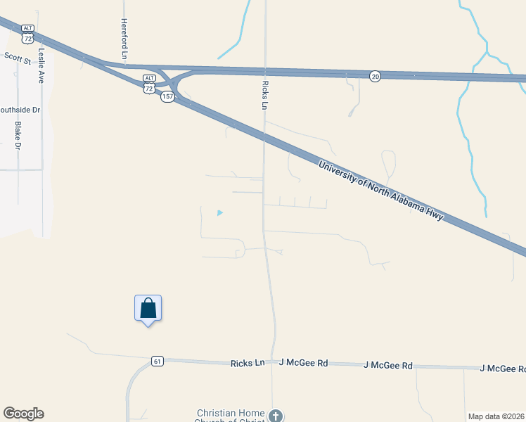 map of restaurants, bars, coffee shops, grocery stores, and more near 5555 Ricks Lane in Tuscumbia