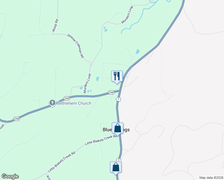 map of restaurants, bars, coffee shops, grocery stores, and more near 126 Arkansas 298 in Hot Springs