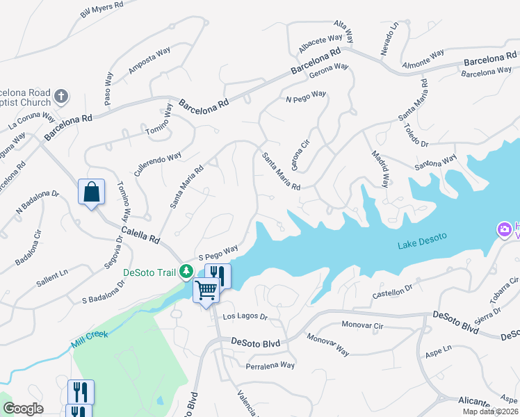 map of restaurants, bars, coffee shops, grocery stores, and more near 41 South Pego Way in Hot Springs