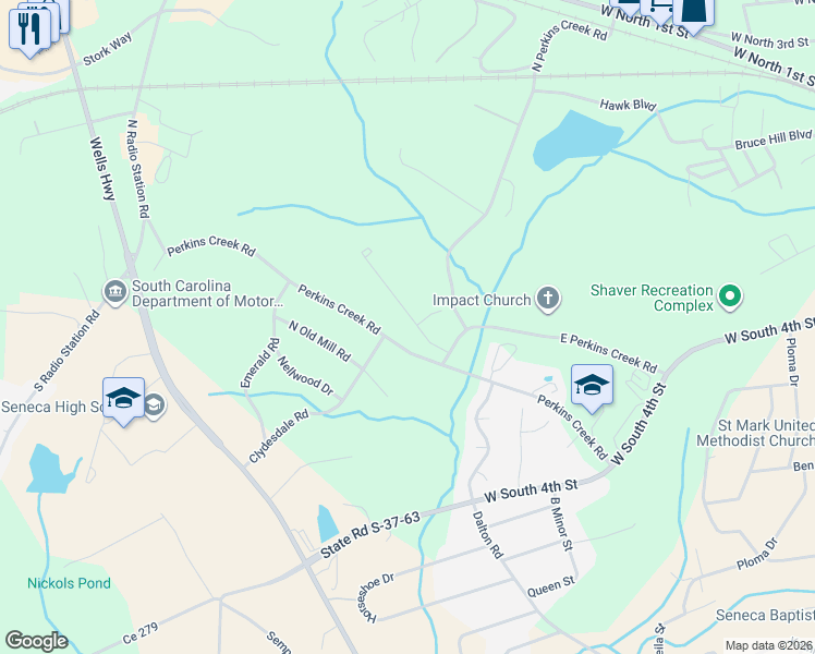 map of restaurants, bars, coffee shops, grocery stores, and more near 241 Maple Grove Road in Seneca
