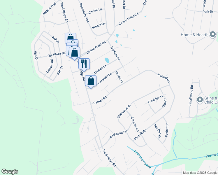 map of restaurants, bars, coffee shops, grocery stores, and more near 212 Joey Court in Hubert