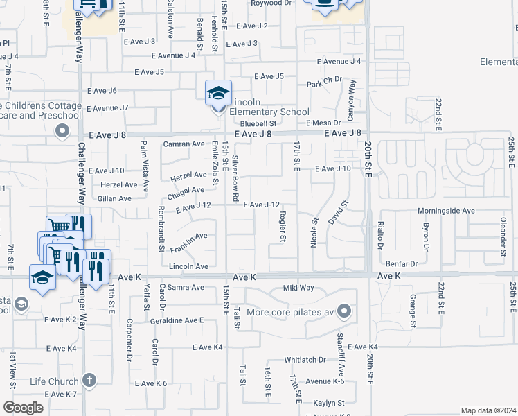 map of restaurants, bars, coffee shops, grocery stores, and more near in Hi Vista