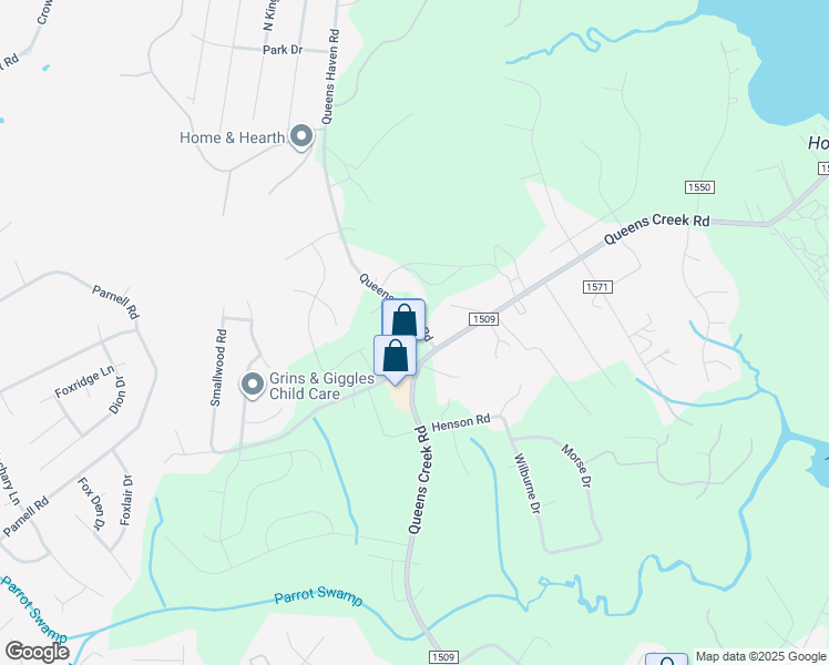 map of restaurants, bars, coffee shops, grocery stores, and more near 111 Queens Haven Road in Hubert