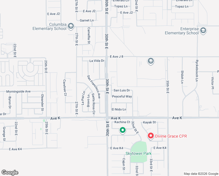 map of restaurants, bars, coffee shops, grocery stores, and more near 43757 Rucker Street in Lancaster