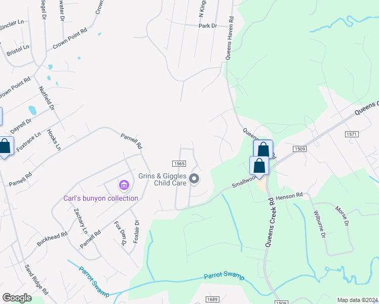 map of restaurants, bars, coffee shops, grocery stores, and more near 316 Top Knot Road in Hubert