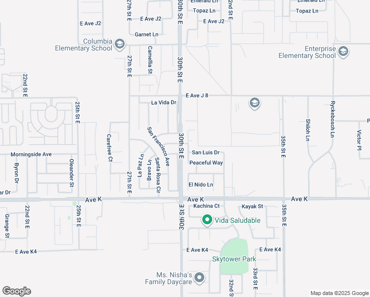 map of restaurants, bars, coffee shops, grocery stores, and more near 43757 Rucker Street in Lancaster