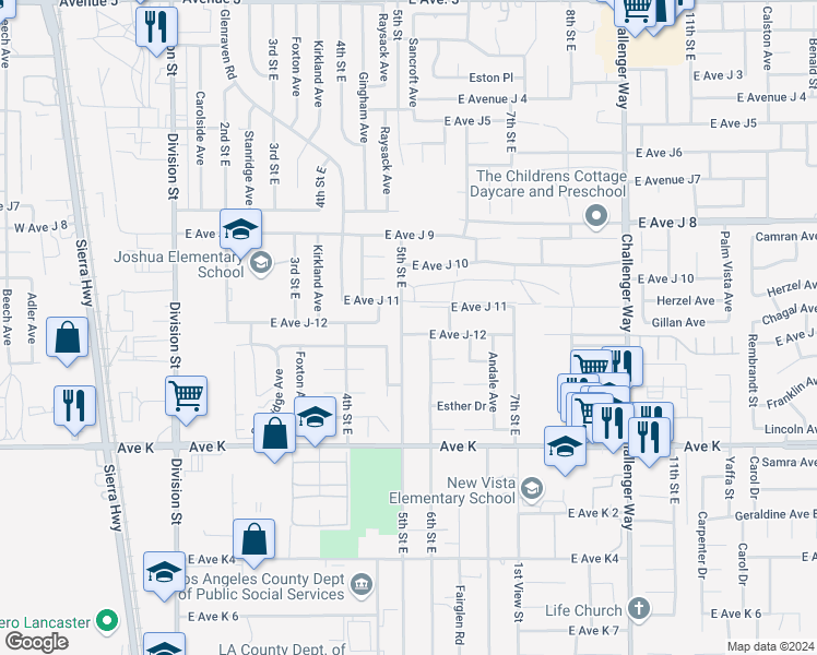 map of restaurants, bars, coffee shops, grocery stores, and more near in Hi Vista