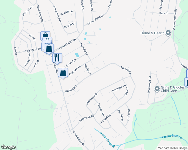 map of restaurants, bars, coffee shops, grocery stores, and more near 140 Parnell Road in Hubert
