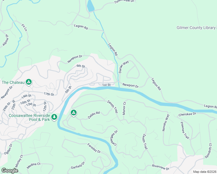 map of restaurants, bars, coffee shops, grocery stores, and more near 45 1st Street in Ellijay