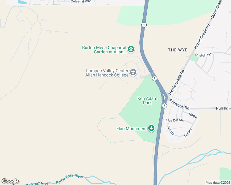 map of restaurants, bars, coffee shops, grocery stores, and more near 1 Hancock Drive in Lompoc