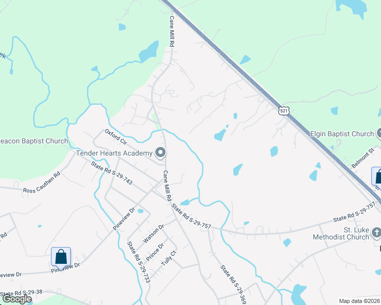 map of restaurants, bars, coffee shops, grocery stores, and more near 2359 Cane Mill Road in Lancaster