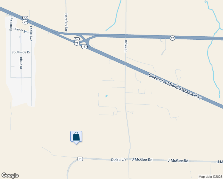 map of restaurants, bars, coffee shops, grocery stores, and more near 5555 Ricks Lane in Tuscumbia