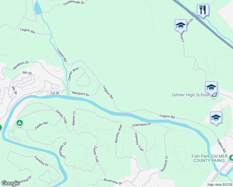 map of restaurants, bars, coffee shops, grocery stores, and more near Legion Rd in Ellijay
